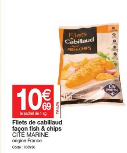 filets de cabillaud façon fish & chips cité marine