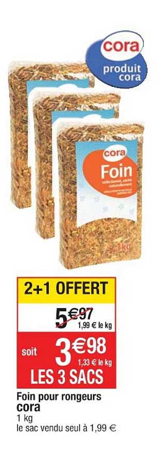 foin pour rongeurs cora 2+1 offert