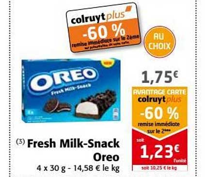 fresh milk snack oreo -60% remise immédiate
