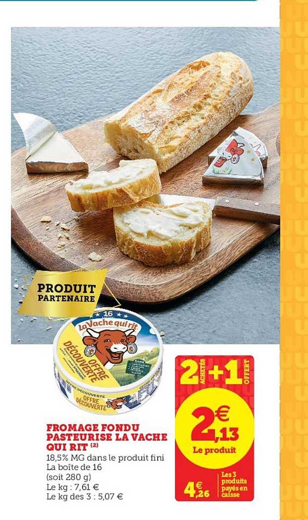fromage fondu pasteurisé la vache qui rit 2+1 offert