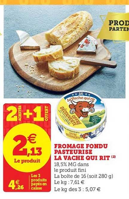 fromage fondu pasteurisé la vache qui rit 2 achetés + 1 offert