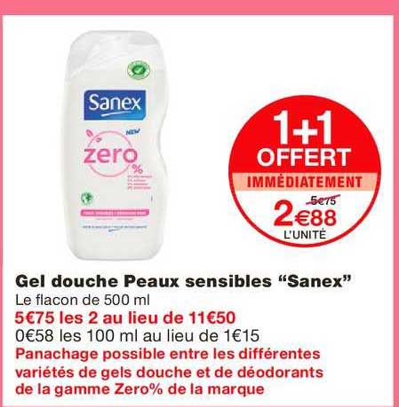 gel douche peaux sensibles sanex