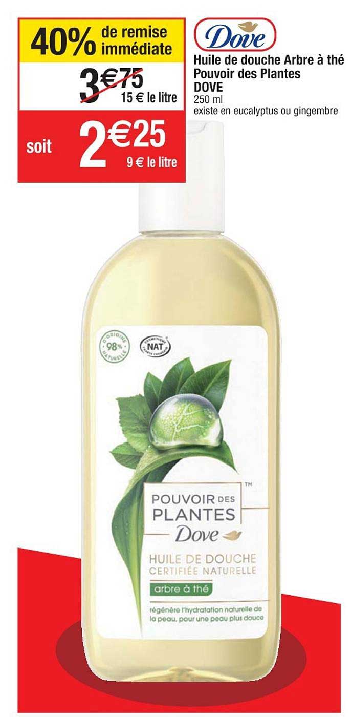 huile de douche arbre à thé dove pouvoir des plantes 40% de remise immédiate