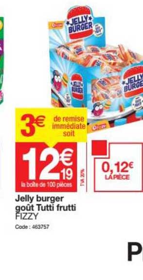 jelly burger goût tutti frutti fizzy