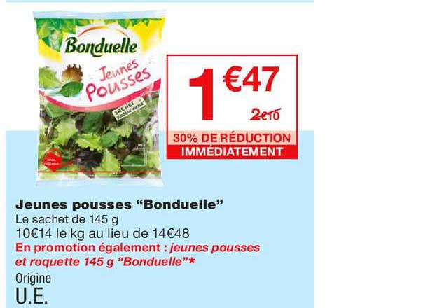 jeunes pousses bonduelle 30% de réduction immédiatement