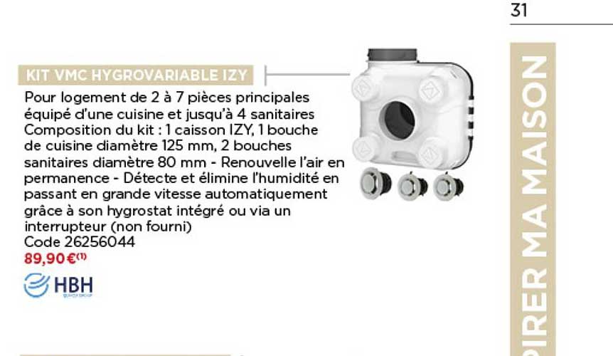 kit vmc hygrovariable izy hbh