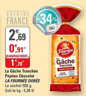 la gâche tranchée pêpites chocolat la fournée dorée