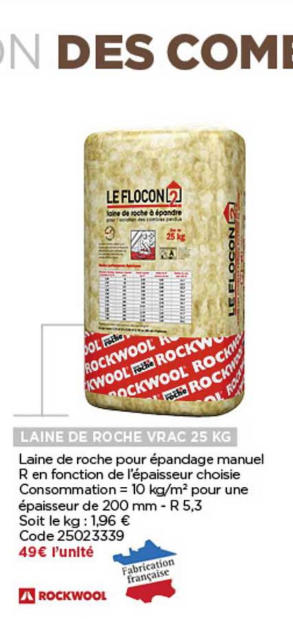 Laine De Roche Vrac 25 Kg Rockwool
