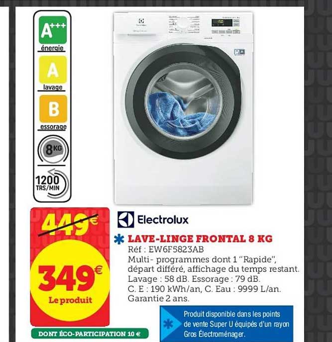 lave linge frontal 8 kg electrolux