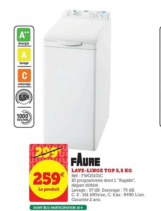 lave linge top 5.5 kg faure