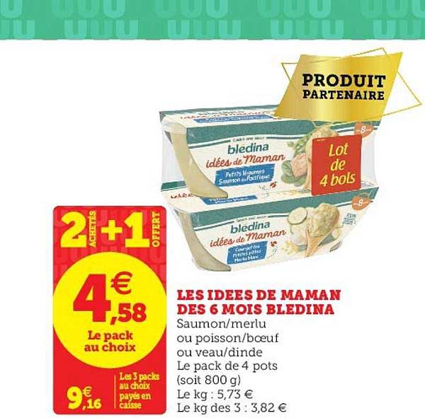 les idées de maman des 6 mois blédina 2+1 offert