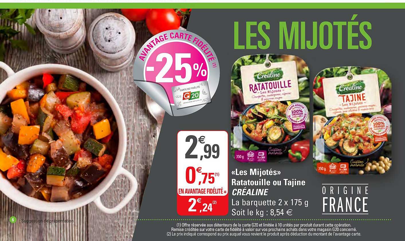 les mijotés ratatouille ou tajine créaline