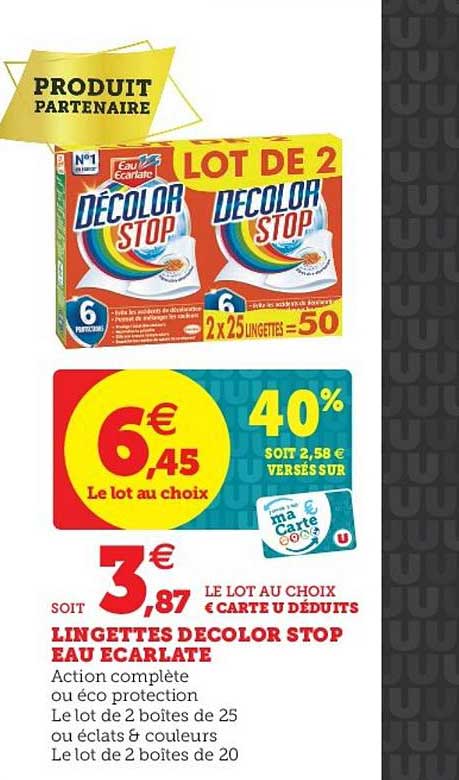 lingettes decolor stop eau écarlate