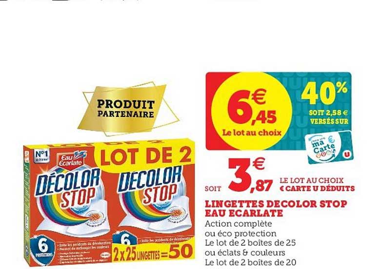 lingettes décolor stop eau écarlate