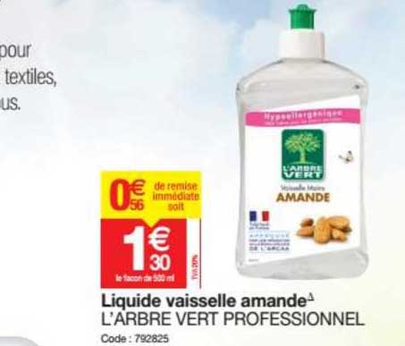 liquide vaisselle amande l'arbre vert professionnel