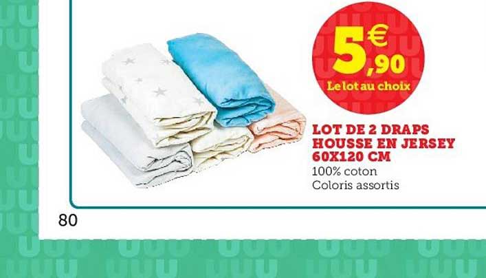 Lot De 2 Draps Housse En Jersey 60x120 Cm