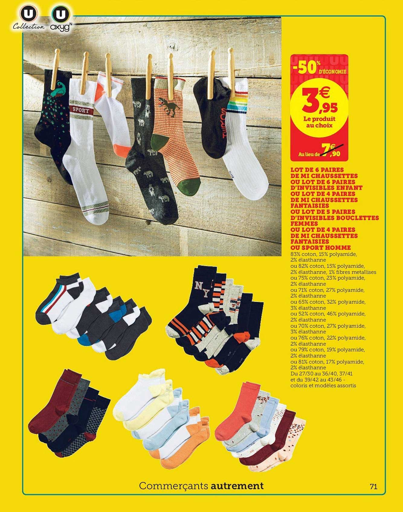 lot de 6 paires de mi chaussettes ou lot de 6 paires de mi chaussettes fantaisies ou lot de 5 paires d'invisibles bouclettes femmes ou lot de 4 paires de mi chaussettes fantaisies ou sport homme