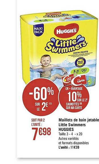 maillots de bain jetable little swimmers huggies  -60% sur le 2e