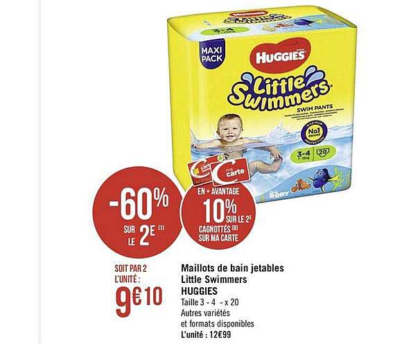 maillots de bain jetables little swimmers huggies -60% sur le 2e