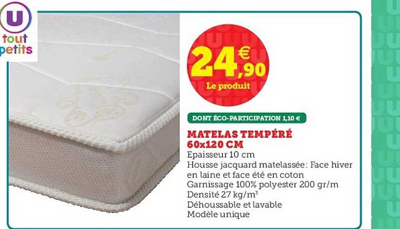 matelas tempéré 60x120cm