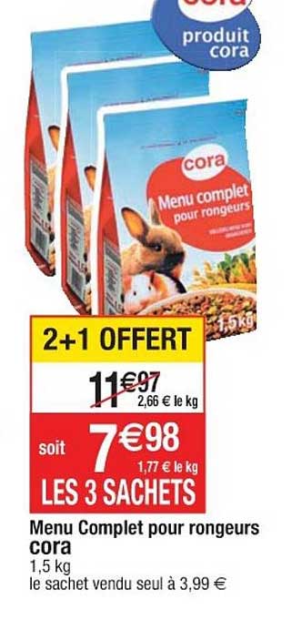 menu complet pour rongeurs 2+1 offert