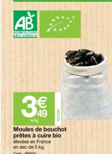 moules de bouchot prêtes à cuire bio