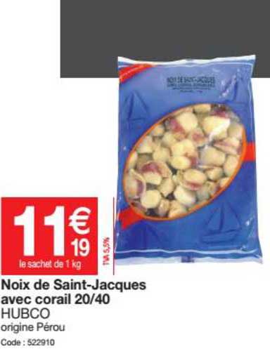 noix de saint jacques avec corail 20 40 hubco