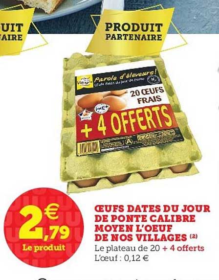 œufs datés du jour de ponte calibre moyen l'oeuf de nos villages