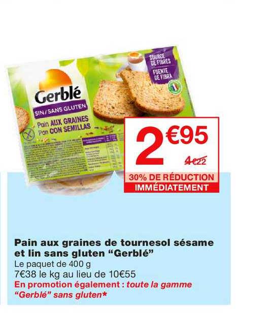 Pain Aux Graines De Tournesol Sans Gluten Gerblé 30% De Réduction Immédiatement