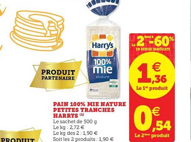 pain de mie 100% nature petites tranches harrys le 2e à -60%