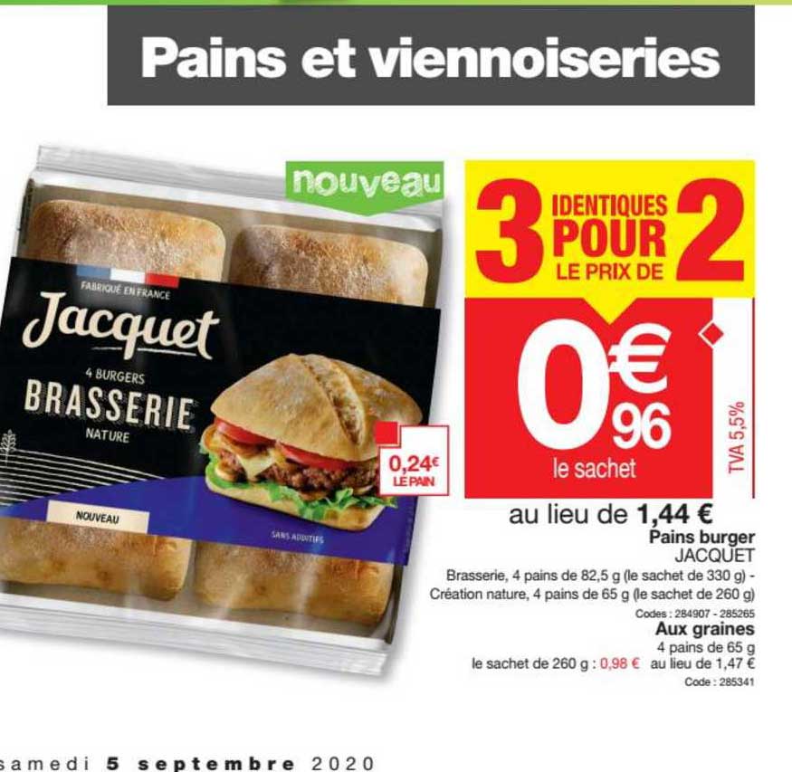 pains burger jacquet 3 identiques pour le prix de 2