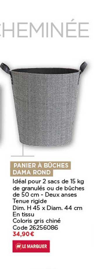 Panier à Bûches Dama Rond Le Marquier