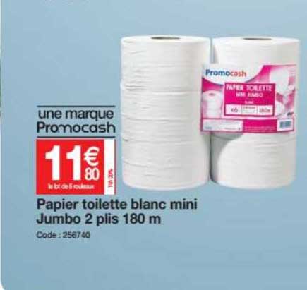 papier toilette blanc mini jumbo 2 plis 180 m