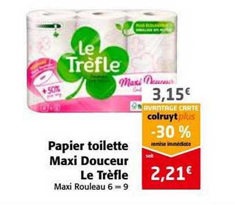 Papier Toilette Maxi Douceur Le Trèfle  -30% Remise Immédiate