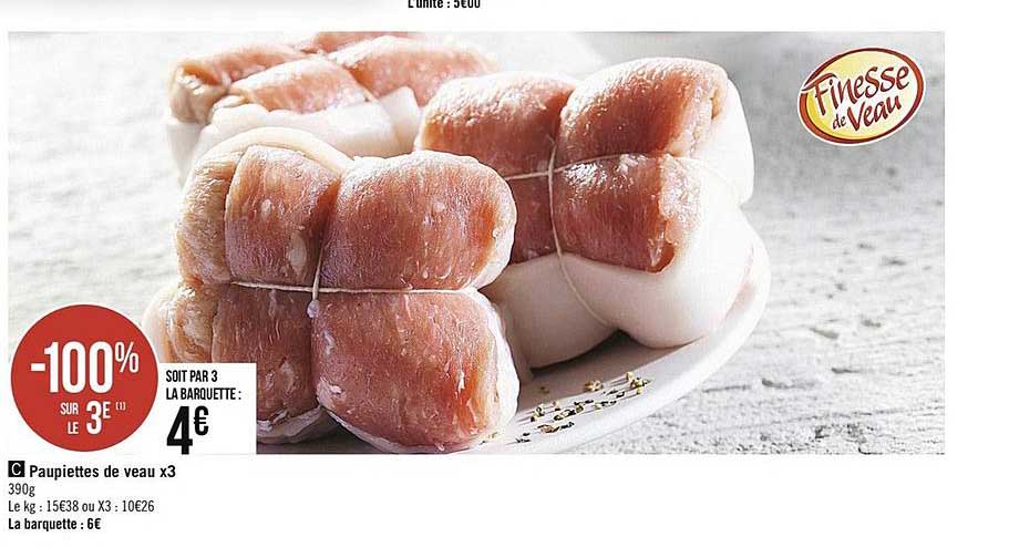 Paupiettes De Veau X3 -100% Sur Le 3e