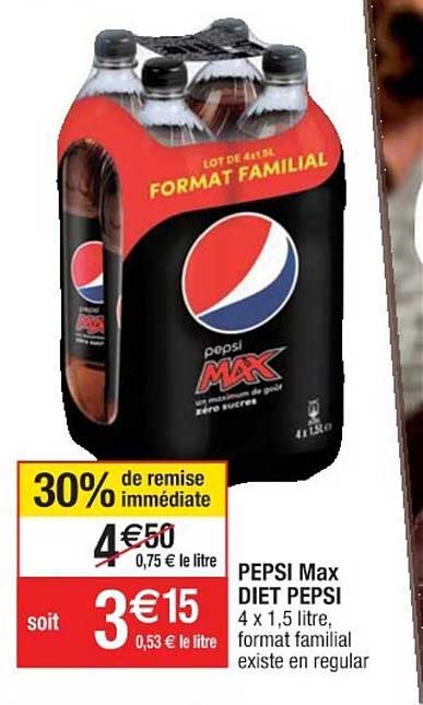pepsi max diet pepsi 30% de remise immédiate
