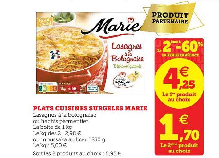 Plats Cuisinés Surgelés Marie Le 2e à -60%