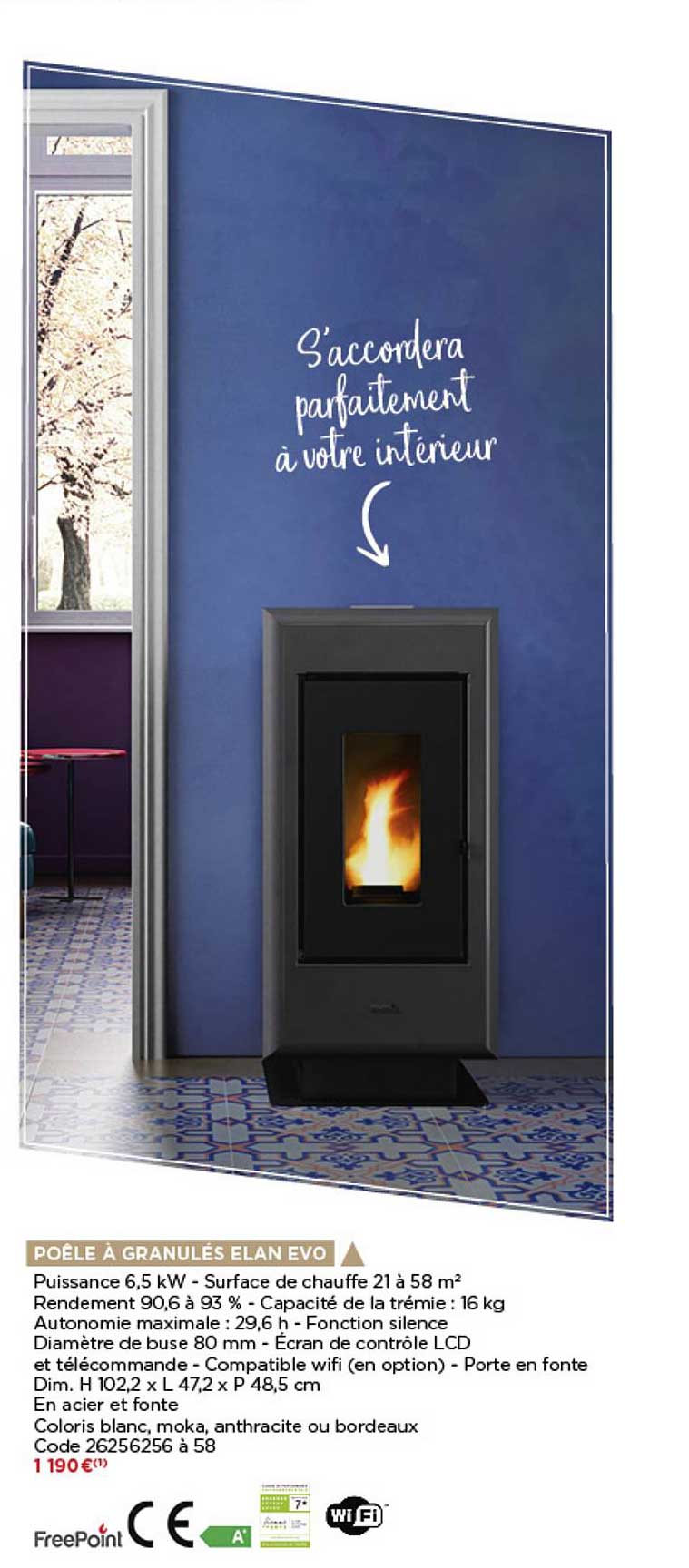poêle à granulés elan evo freepoint