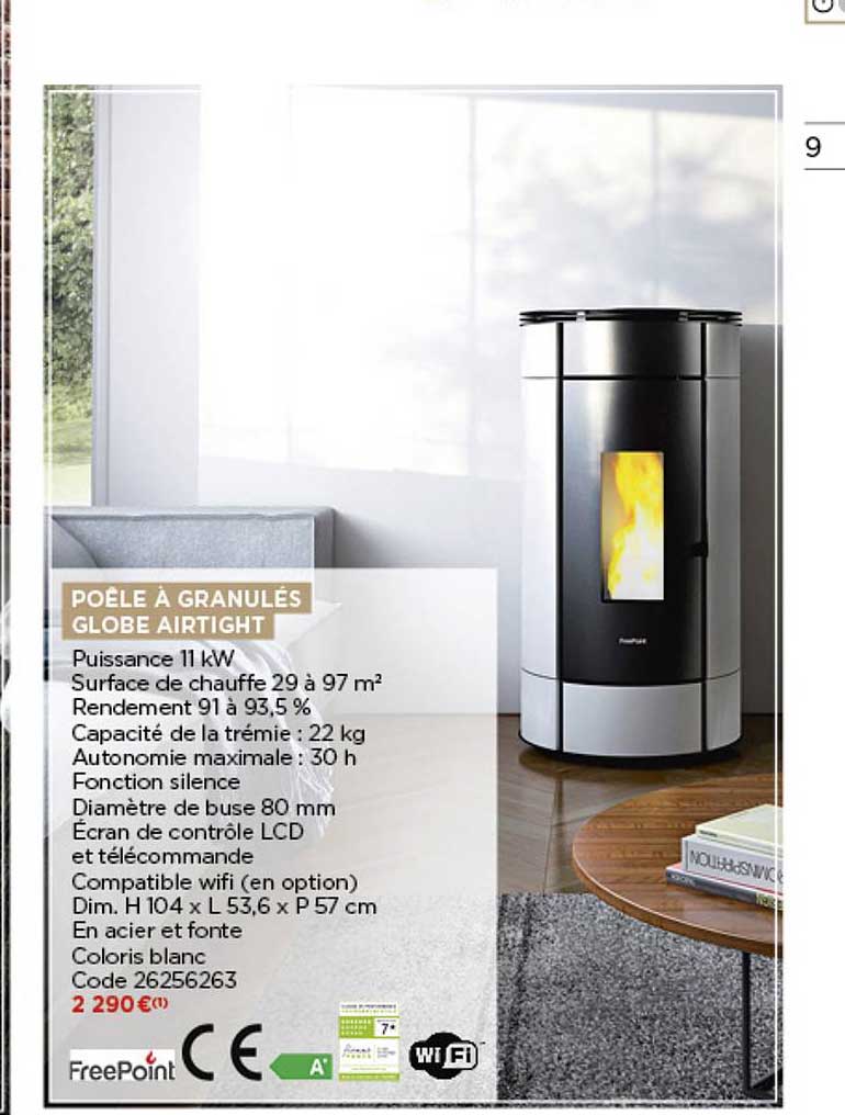 poêle à granulés globe airtight freepoint