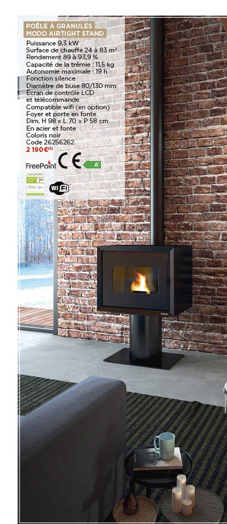 poêle à granulés modo aritight stand freepoint