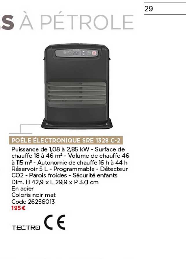 poêle électronque sre 1328 c 2 tectro