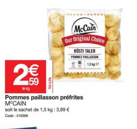 pommes paillasson préfrites mc cain
