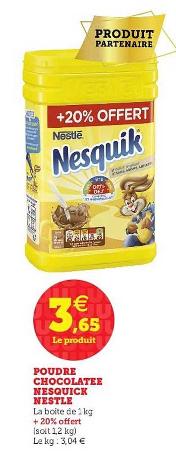 poudre chocolatée nesquick nestlé