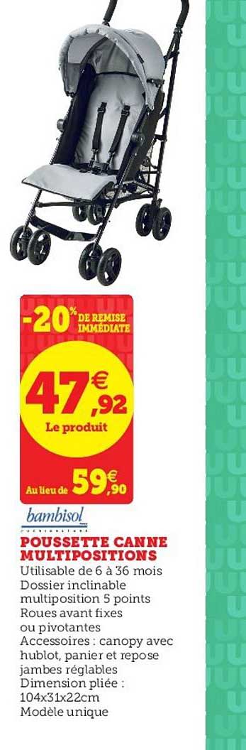 poussette canne multipositions bambisol -20% de remise immédiate