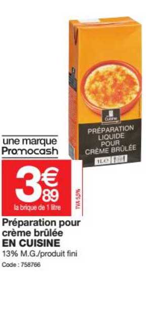 préparation pour crème brûlée en cuisine