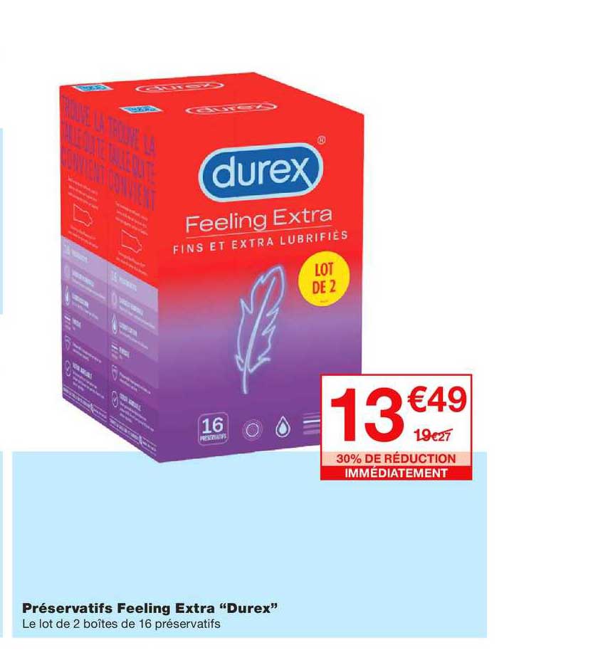 préservatifs feeling extra durex 30% de réduction immédiatement