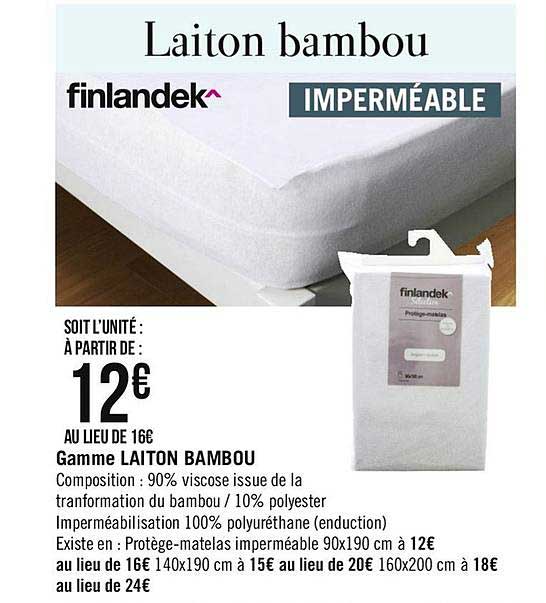 Protège Matelas Finlandek Gamme Laiton Bambou