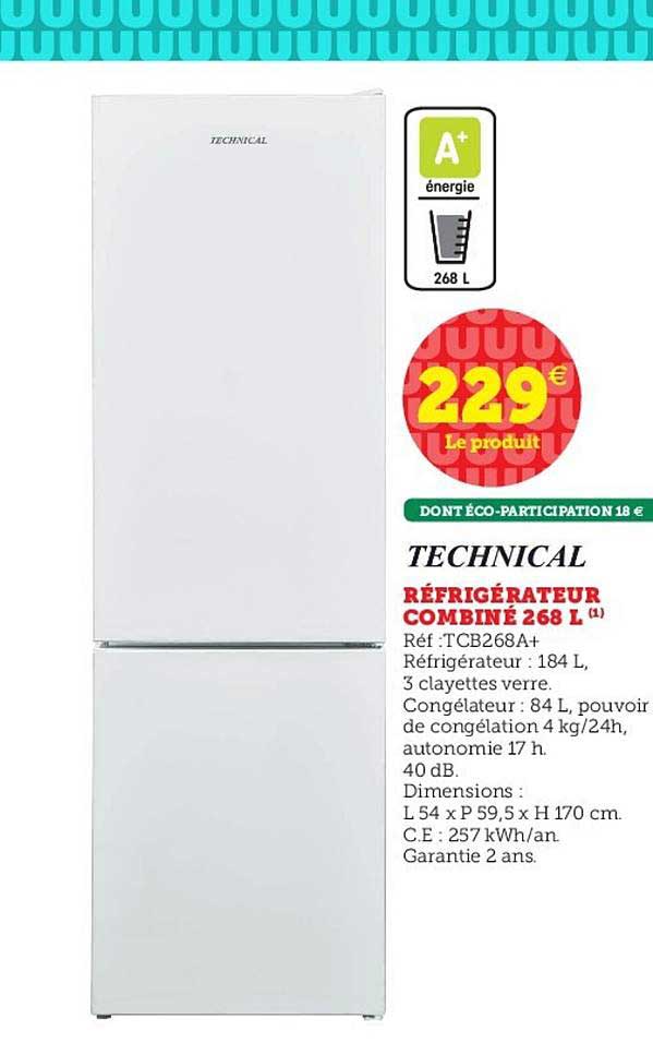 Réfrigérateur Combiné 268 L Technical