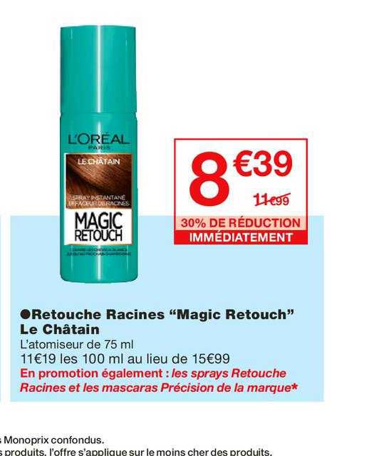 retouche racines magic retouch le châtain 30% de réduction immédiatement