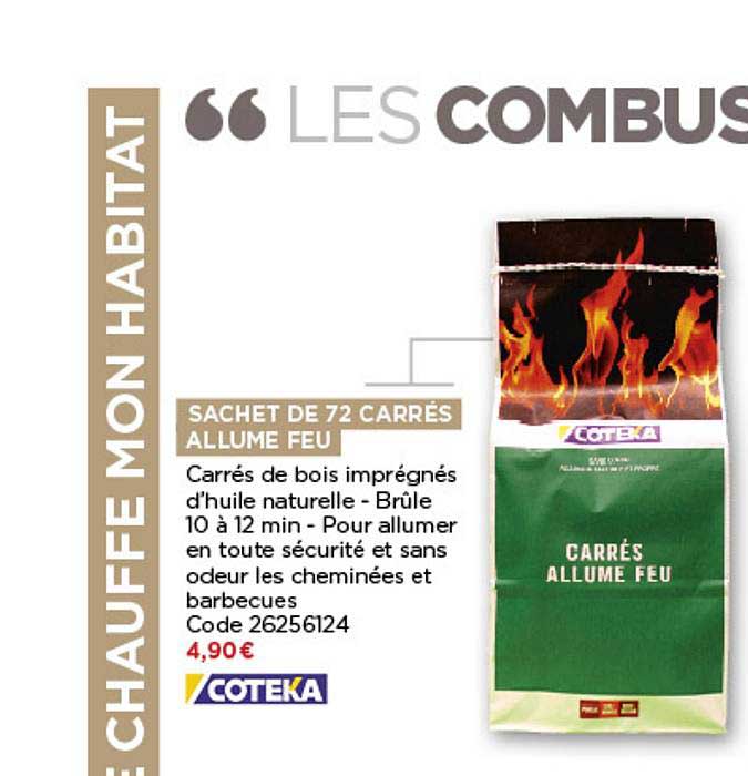 sachet de 72 carrés allume feu coteka